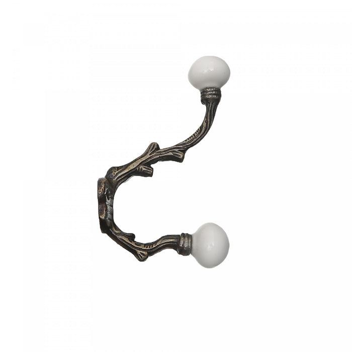 Crochet torsadé en fer de couleur nickel avec bouton noir en céramique - ensemble de 4 crochets