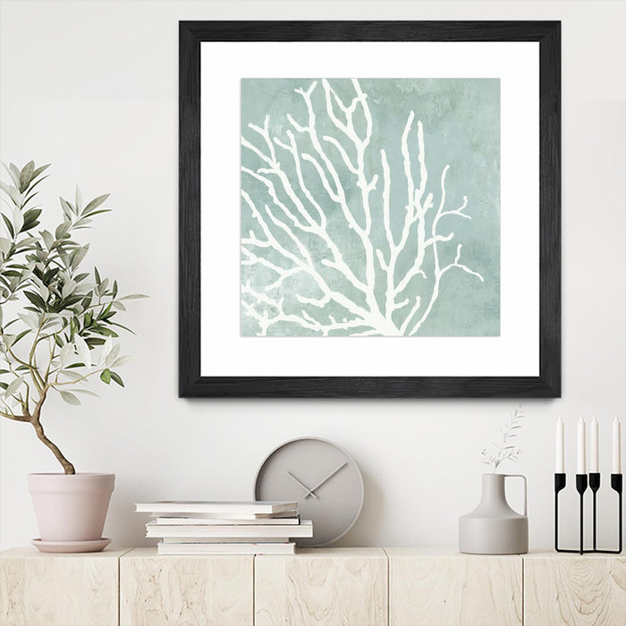 Œuvre d’art murale encadrée noire et mate « Sea Crown I » 36 x 36
