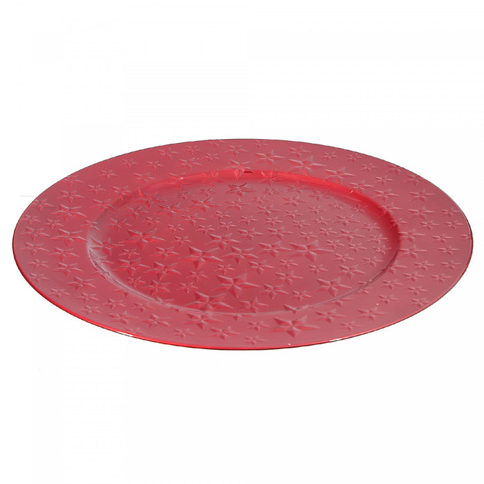 Assiette de présentation de 13 po rouge ornée d'étoiles - ensemble de 6