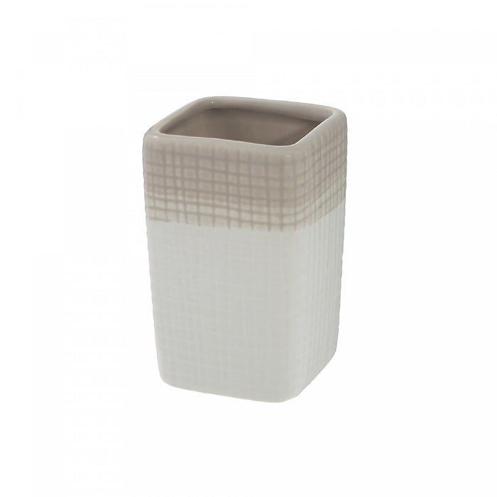 Gobelet pour salle de bain en céramique à motif de treillis - ensemble de 2 accessoires pour salle de bain
