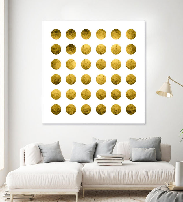 Œuvre d’art murale Giant Art « Golden Spots White » 54 x 54