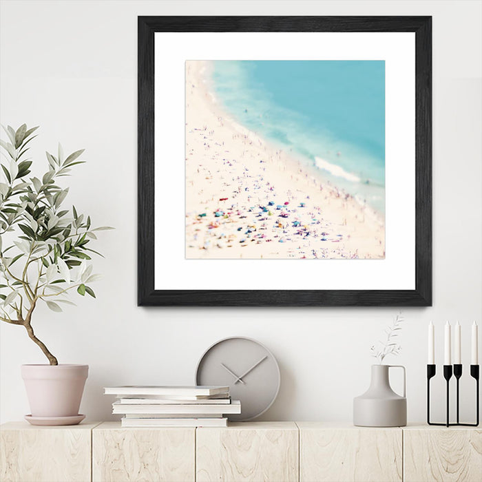 Œuvre d’art murale encadrée noire et mate « Beach Love » 36 x 36