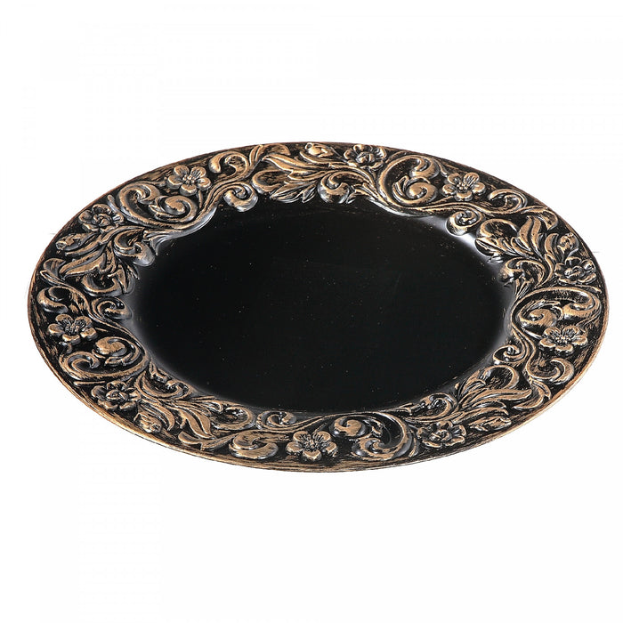 Assiette de présentation noir brossé de style baroque