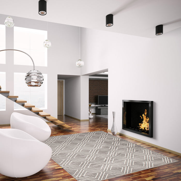 Carpette August gris géodeblanc 6 pi 7 po x 9 pi 6 po