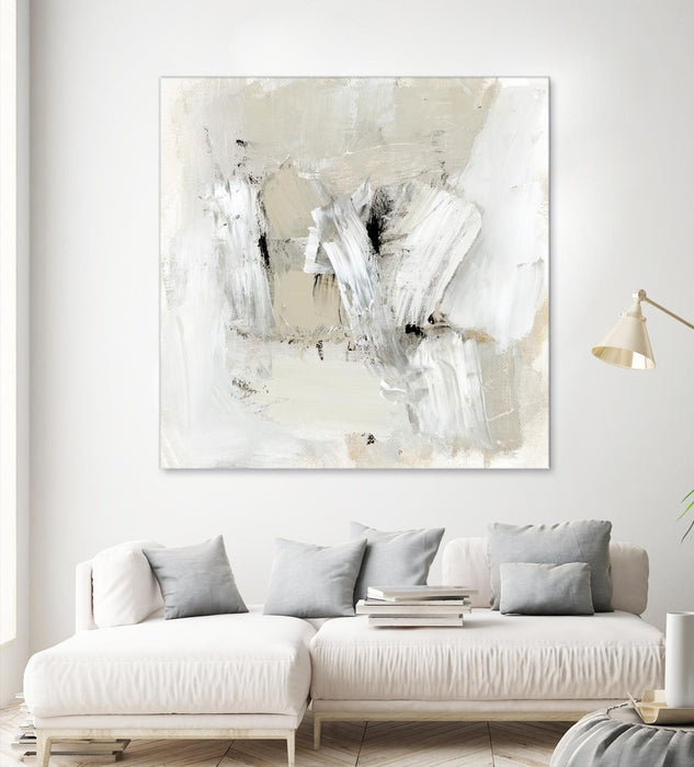 Œuvre d’art murale Giant Art « Neutral Brushstrokes I » 54 x 54