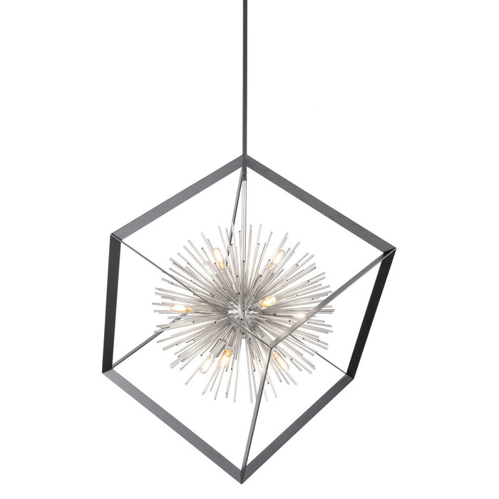 Lustre Sunburst noir mat et chromé à 12 ampoules