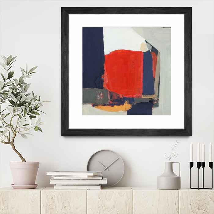 Œuvre d’art murale encadrée noire et mate « Orange Crush V6 » 36 x 36