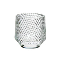 Bougeoir rond en verre à motif de chevrons - ensemble de 4