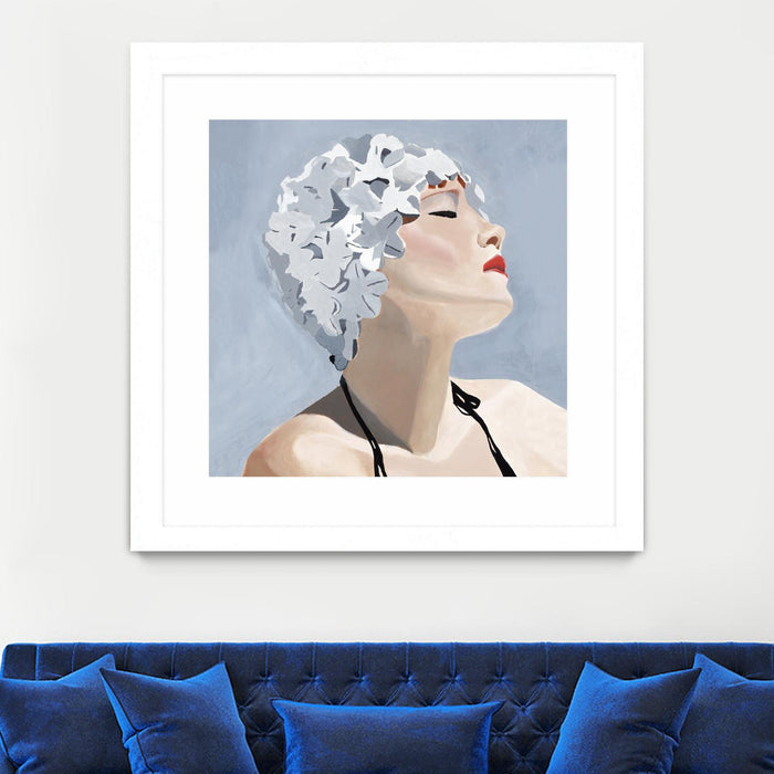Œuvre d’art murale encadrée blanche et mate « Getting My Tan On » 36 x 36