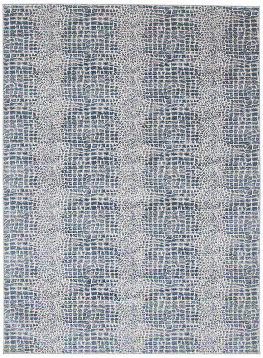 Carpette Kecia bleue/crème 5 pi 3 po x 7 pi 3 po