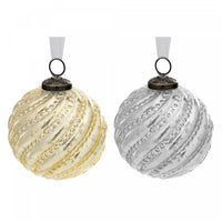 Ornement doré ou argenté en spirale de 4 po - ensemble de 4 ornements de Noël