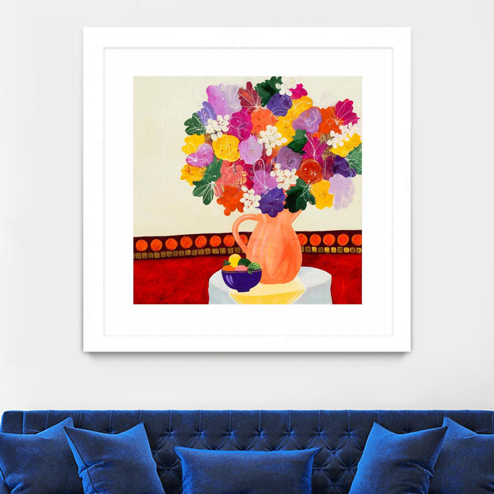 Œuvre d’art murale encadrée blanche et mate « Taking In The Love » 30 x 30