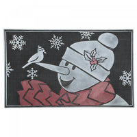 Tapis de plancher avec bonhomme de neige et cardinal, en caoutchouc
