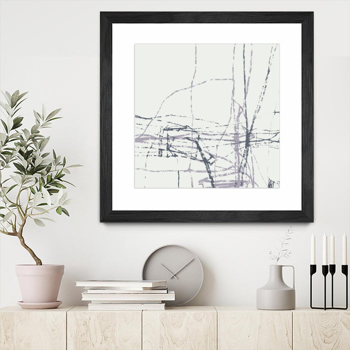 Œuvre d’art murale encadrée noire et mate « Chalk Doodles H » 36 x 36