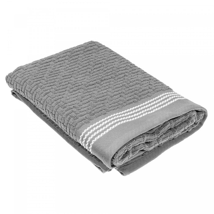 Serviette de bain brodée luxueuse 27 x 50 gris clair - ensemble de 2 serviettes