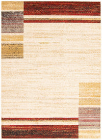 Carpette Aya ivoire-rouge - 5 pi 3 pox 7 pi 3 po