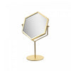 Miroir hexagonal sur piédestal doré pour la salle de bain
