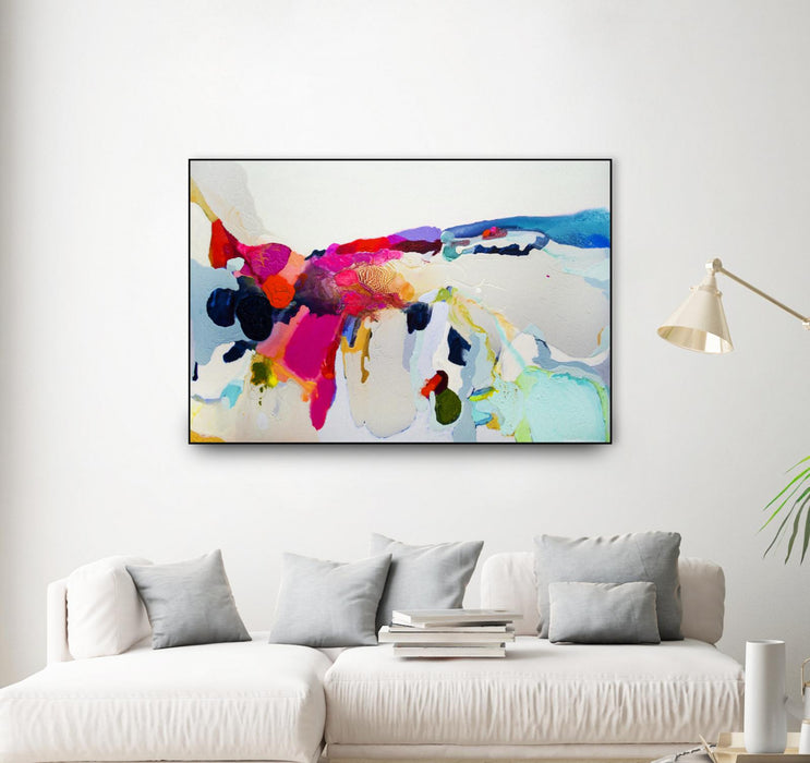 Œuvre d’art murale sur toile encadrée noire « Reach In Out » 24 x 36