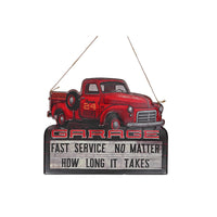 Panneau mural décoratif « Garage — Fast Service » en métal embossé