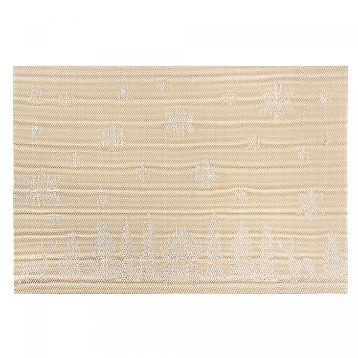 Napperon doré en vinyle à motif forêt hivernale - ensemble de 12
