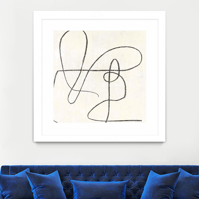 Œuvre d’art murale encadrée blanche et mate « Juxtaposing » 36 x 36