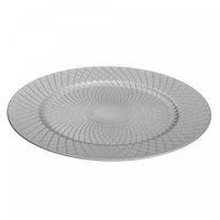 Assiette de présentation de 13 po argentée à motifs de pois et de diamant - ensemble de 6