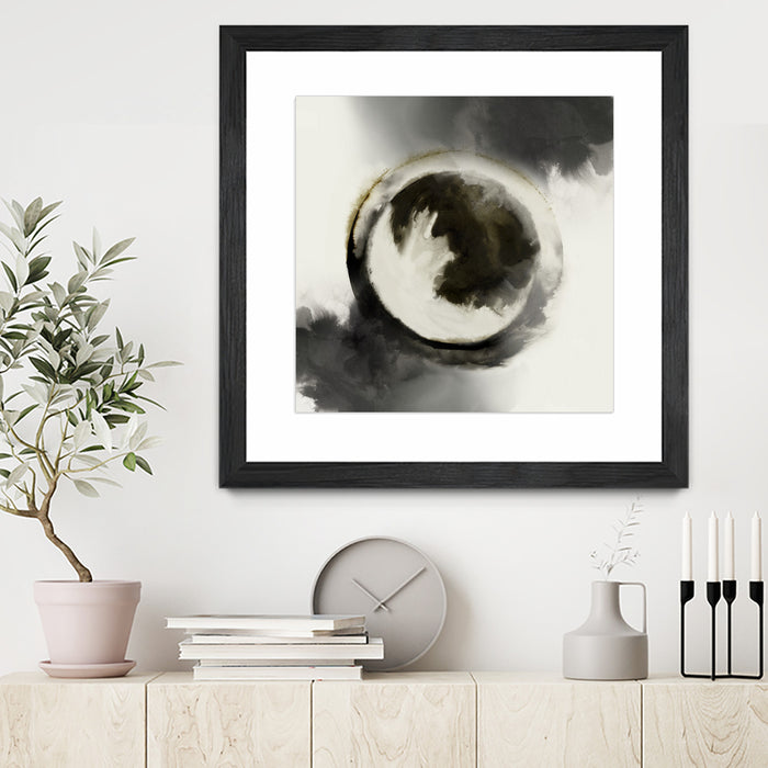 Œuvre d’art murale encadrée noire et mate « Smokey Circumference » 30 x 30