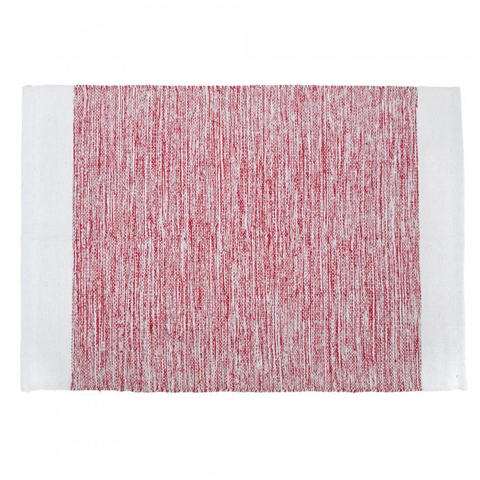 Carpette rouge en coton tissé à la main avec LurexMC
