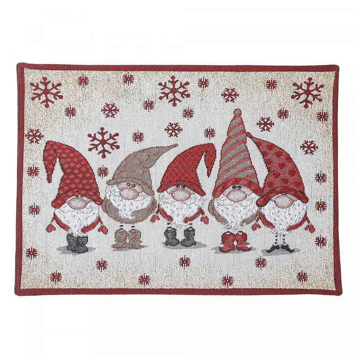 Napperon 13 x 18 en tapisserie orné de cinq gnomes - ensemble de 12