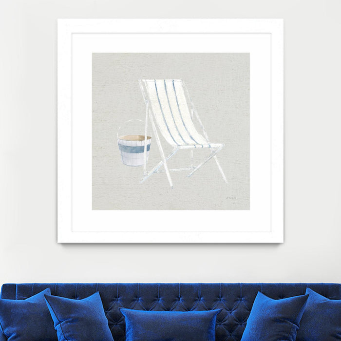 Œuvre d’art murale encadrée blanche et mate « Serene Seaside Iii Tan » 36 x 36
