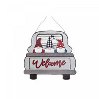 Décoration murale camion avec gnomes en panneaux de fibres à densité moyenne - décoration murale « Welcome »