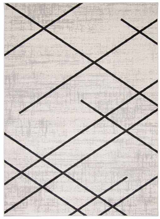 Carpette Damali ivoire et noire lavable à la machine - 8 pi 0 po x 10 pi 0 po