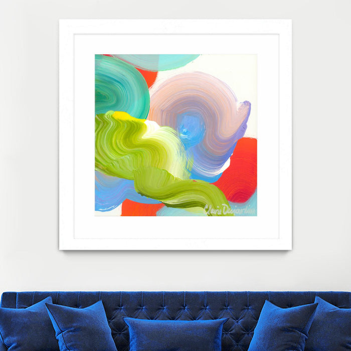 Œuvre d’art murale encadrée blanche et mate « Vav 05 » 30 x 30
