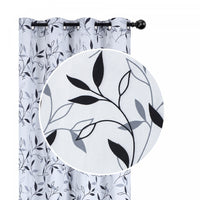 Rideau décoratif de 96 po en polyester orné de feuilles noires - ensemble de 2 rideaux