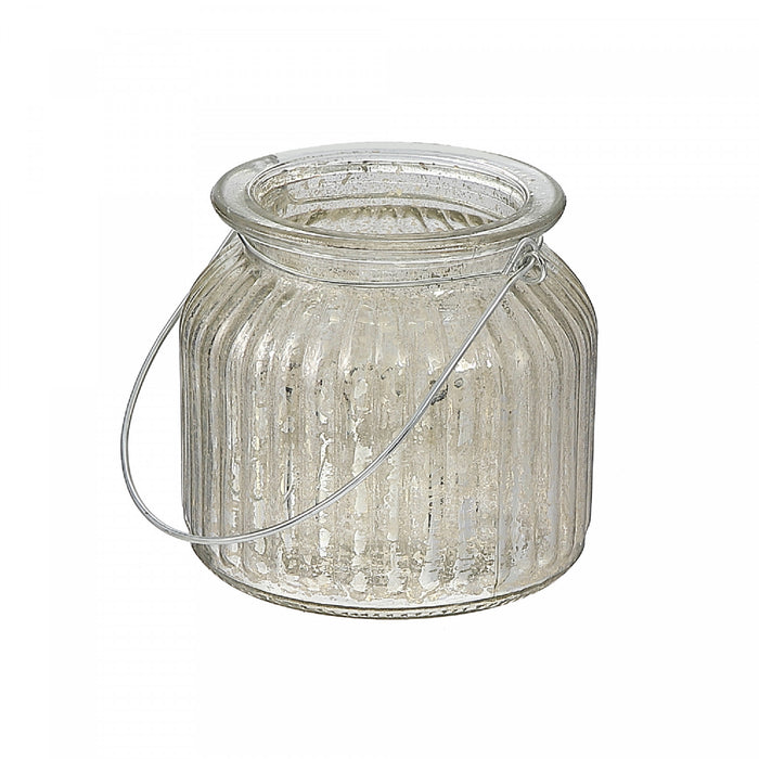 Petit bougeoir pour bougie chauffe-plats en verre de mercure côtelé