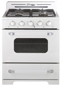  Cuisinière gaz propane Classic Rétro hors réseau par Unique 30 po avec allumage à pile - UGP-30CR OF1 W 