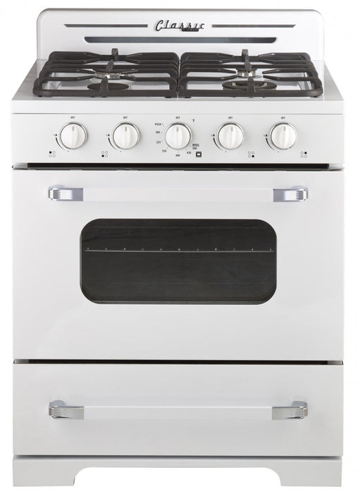 Cuisinière gaz propane Classic Rétro hors réseau par Unique 30 po avec allumage à pile - UGP-30CR OF1 W