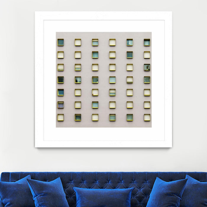 Œuvre d’art murale encadrée blanche et mate « Windows Ii » 30 x 30