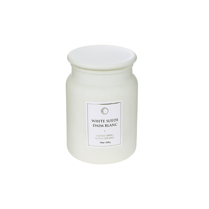 Bougie parfumée de luxe de 19 oz à arôme de daim blanc avec couvercle en verre - ensemble de 2
