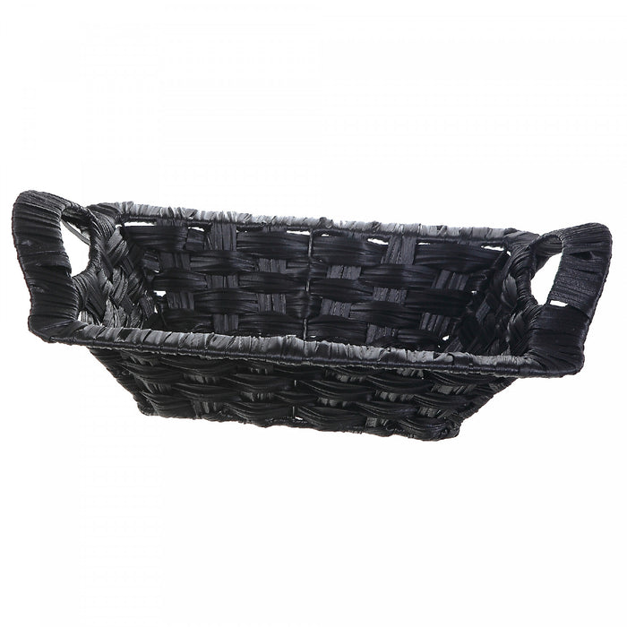 Panier tressé noir 14 x 10 avec poignée - ensemble de 2