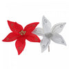 Décoration florale avec poinsettia à motif de spirale à paillettes - ensemble de 12 fleurs artificielles