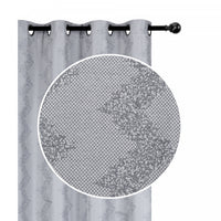 Rideau de 84 po gris en jacquard à motif de chevron - ensemble de 2