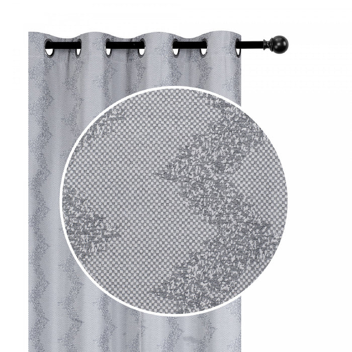 Rideau de 84 po gris en jacquard à motif de chevron - ensemble de 2
