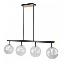 Luminaire suspendu pour îlot Aurelia noir et laiton mat à 4 ampoules