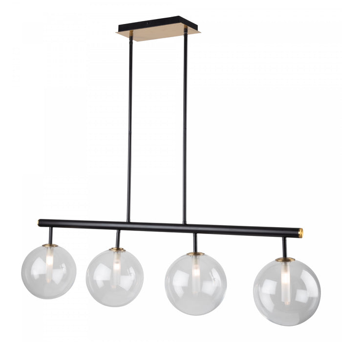 Luminaire suspendu pour îlot Aurelia noir et laiton mat à 4 ampoules