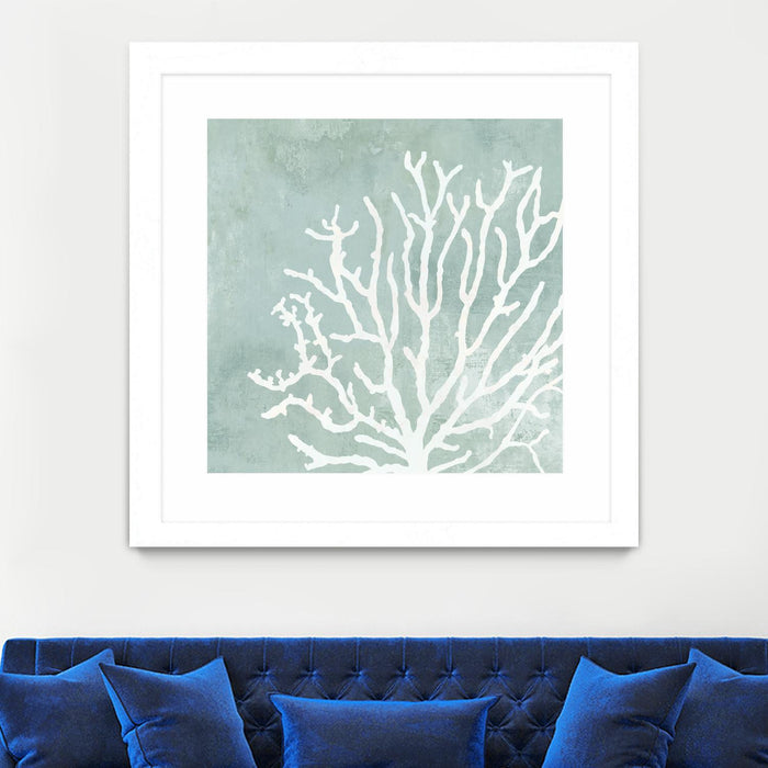 Œuvre d’art murale encadrée blanche et mate « Sea Crown Ii » 30 x 30