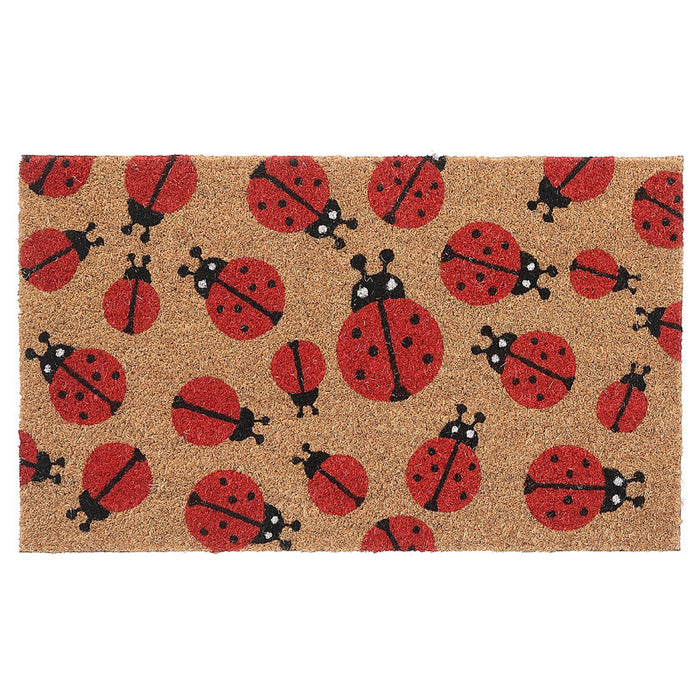 Paillasson en fibre de coco orné de coccinelle se promenant