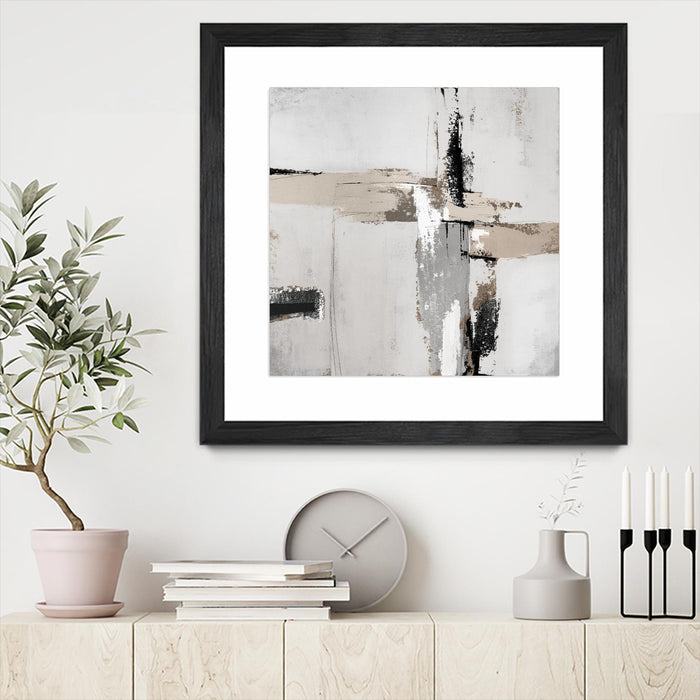 Œuvre d’art murale encadrée noire et mate « Off Edge Ii » 36 x 36