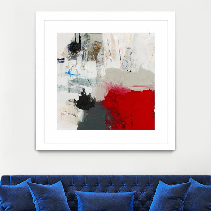 Œuvre d’art murale encadrée blanche et mate « The Mountain Comes To You » 30 x 30