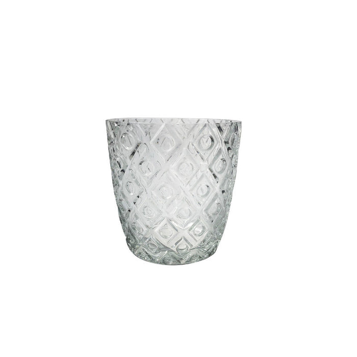 Bougeoir rond en verre à motif de diamants - ensemble de 4